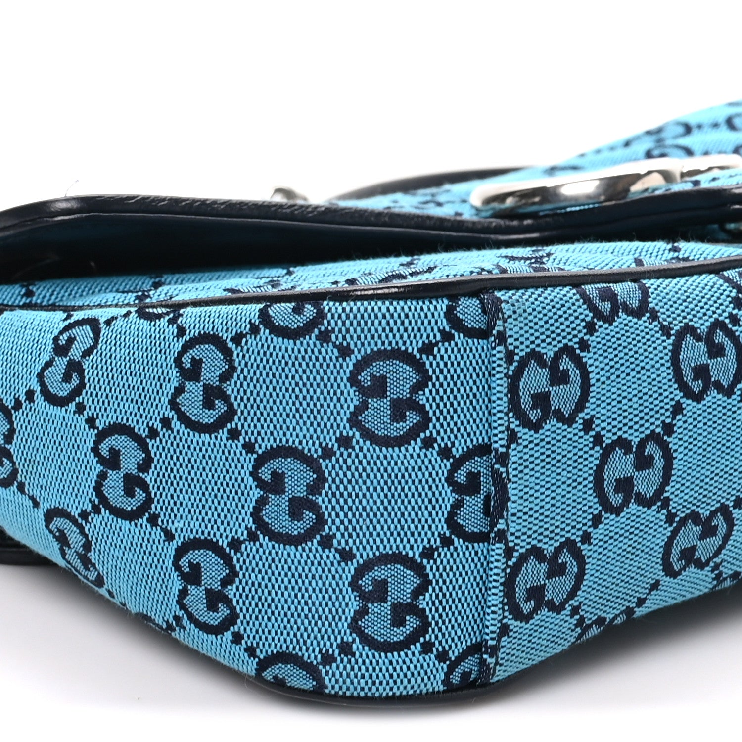Gucci Monogram Multicolor Matelasse Diagonal Small GG Marmont Shoulder Bag Light Blue 9 of 10