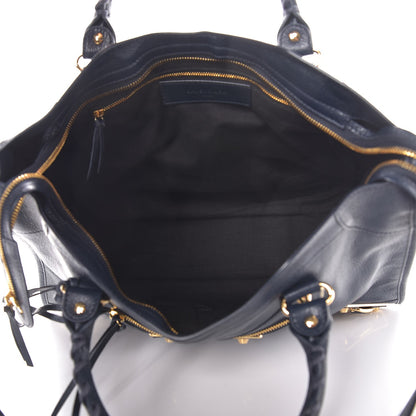 Balenciaga Chevre Gold Metallic Edge Hardware City Bleu Nuit Dark Sea 5 of 7