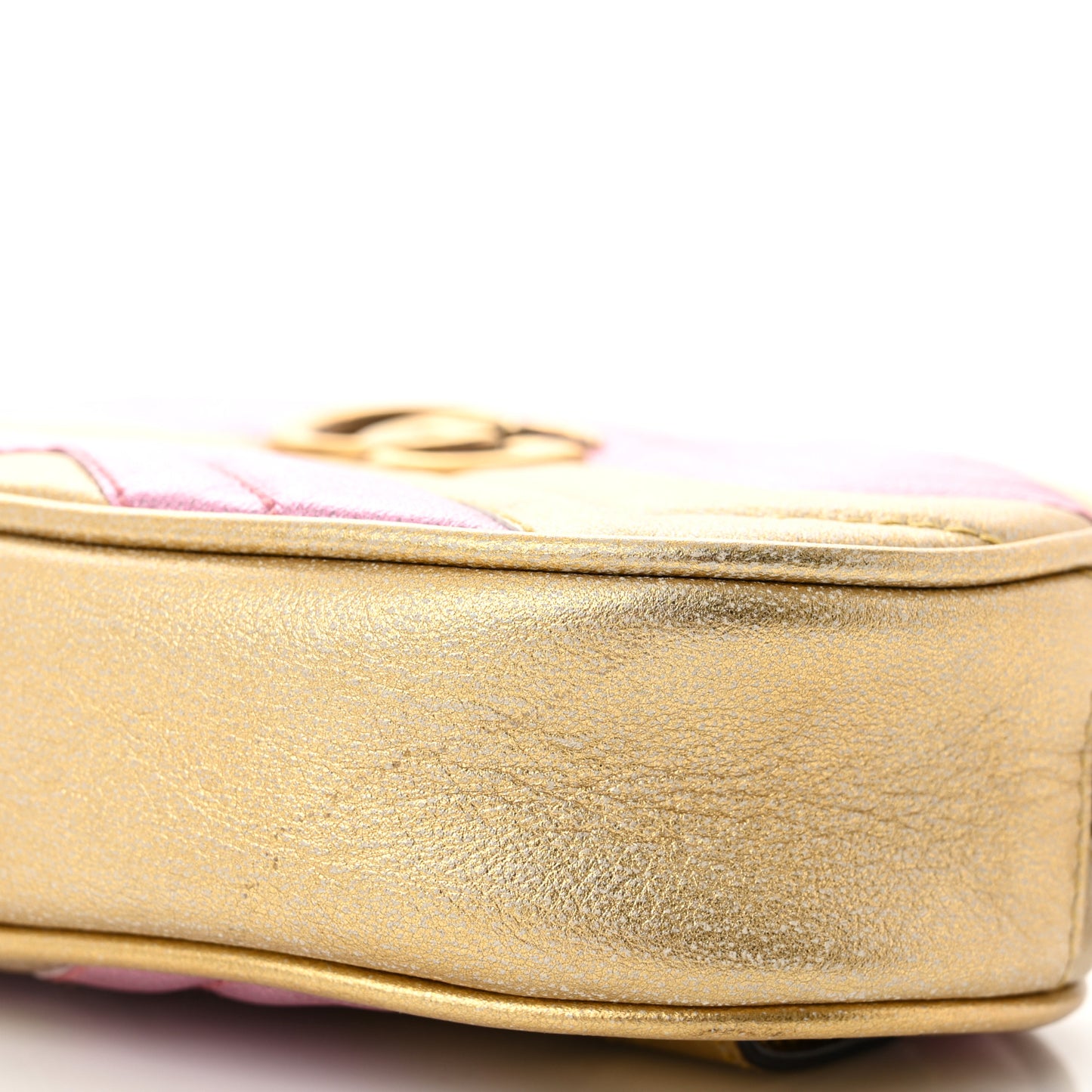 Metallic Nappa Matelasse Heart GG Marmont Belt Bag 85 34 Oro Vecchio Rosa