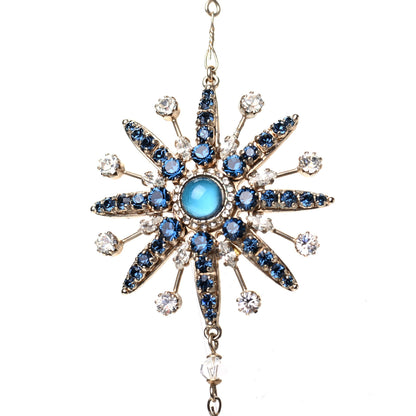 Chanel Crystal Pearl Bead CC Long Necklace Gold Blue 4 of 6