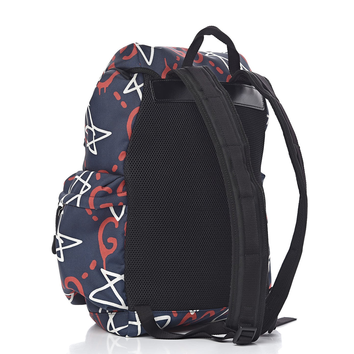 Techno Canvas GucciGhost Double Buckle Backpack Blue Agata Hibiscus Red