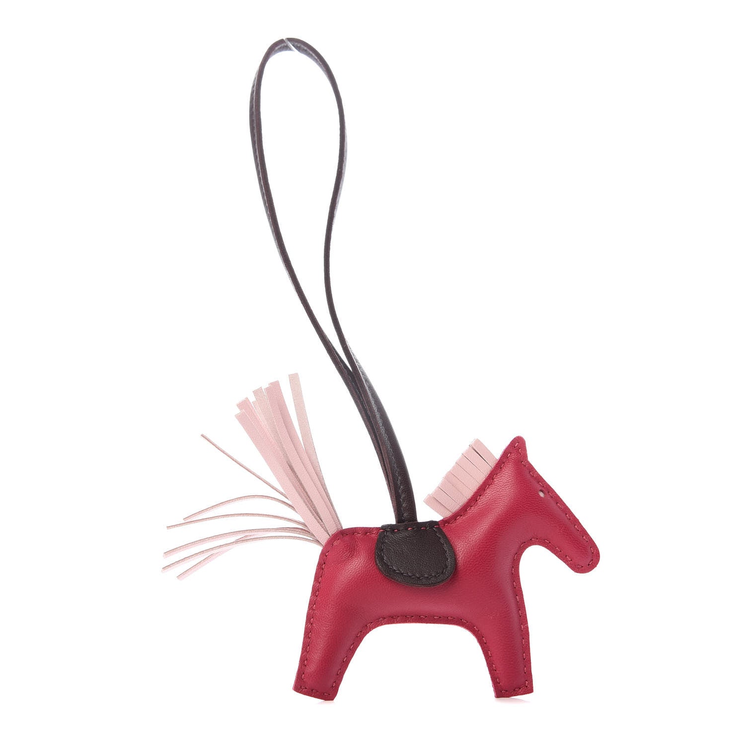 Hermes Milo Lambskin Grigri Rodeo Horse Bag Charm PM Rose Sakura Framboise Rouge Sellier 1 of 4