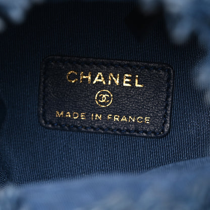 Chanel Denim Quilted Mood Mini Bucket With Chain Blue Multicolor 5 of 9