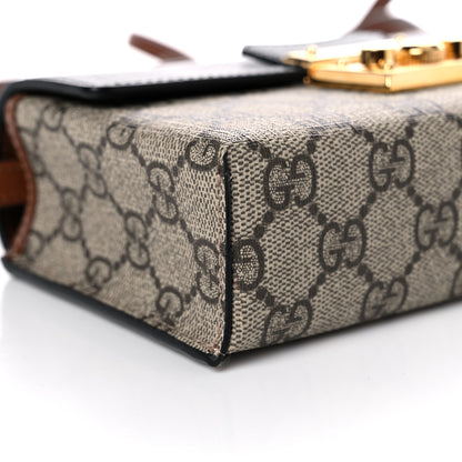 Gucci GG Supreme Monogram Calfskin Mini Padlock Top Handle Shoulder Bag Beige Black Cuir 8 of 11
