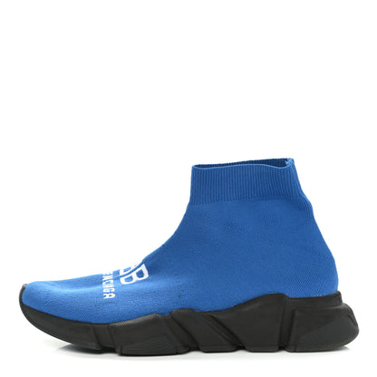 Balenciaga Neoprene Knit Logo Womens Speed Sneakers 39 Blue 1 of 11