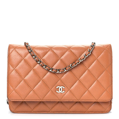 Chanel Caviar Quilted Wallet On Chain WOC Light Brown 1 of 11