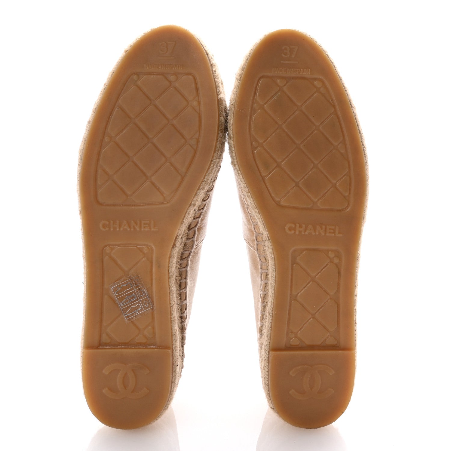 Chanel Lambskin CC Espadrilles 37 Beige Black 6 of 10