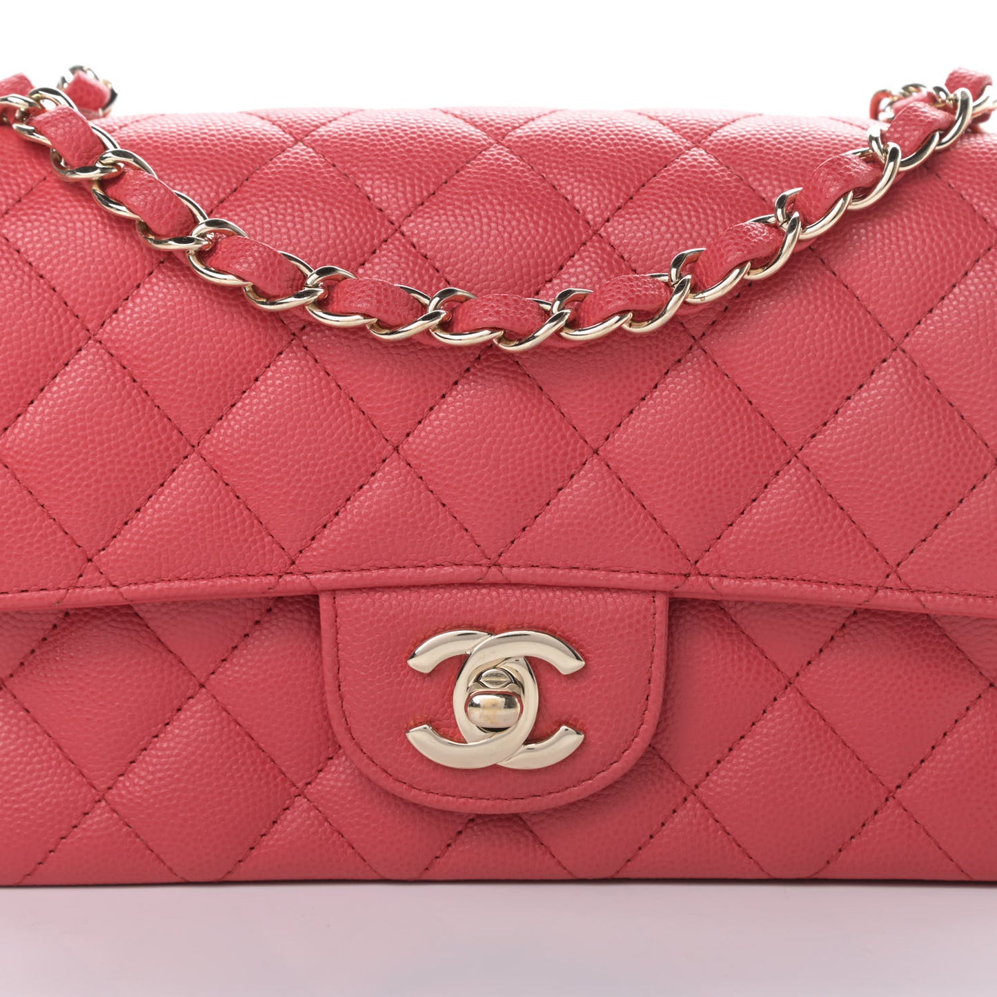 Caviar Quilted Mini Rectangular Flap Dark Pink