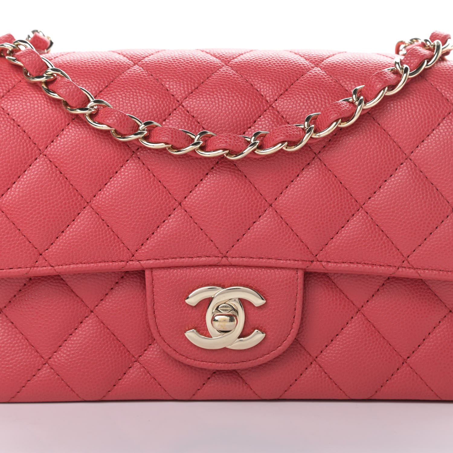 Chanel Caviar Quilted Mini Rectangular Flap Dark Pink 8 of 11