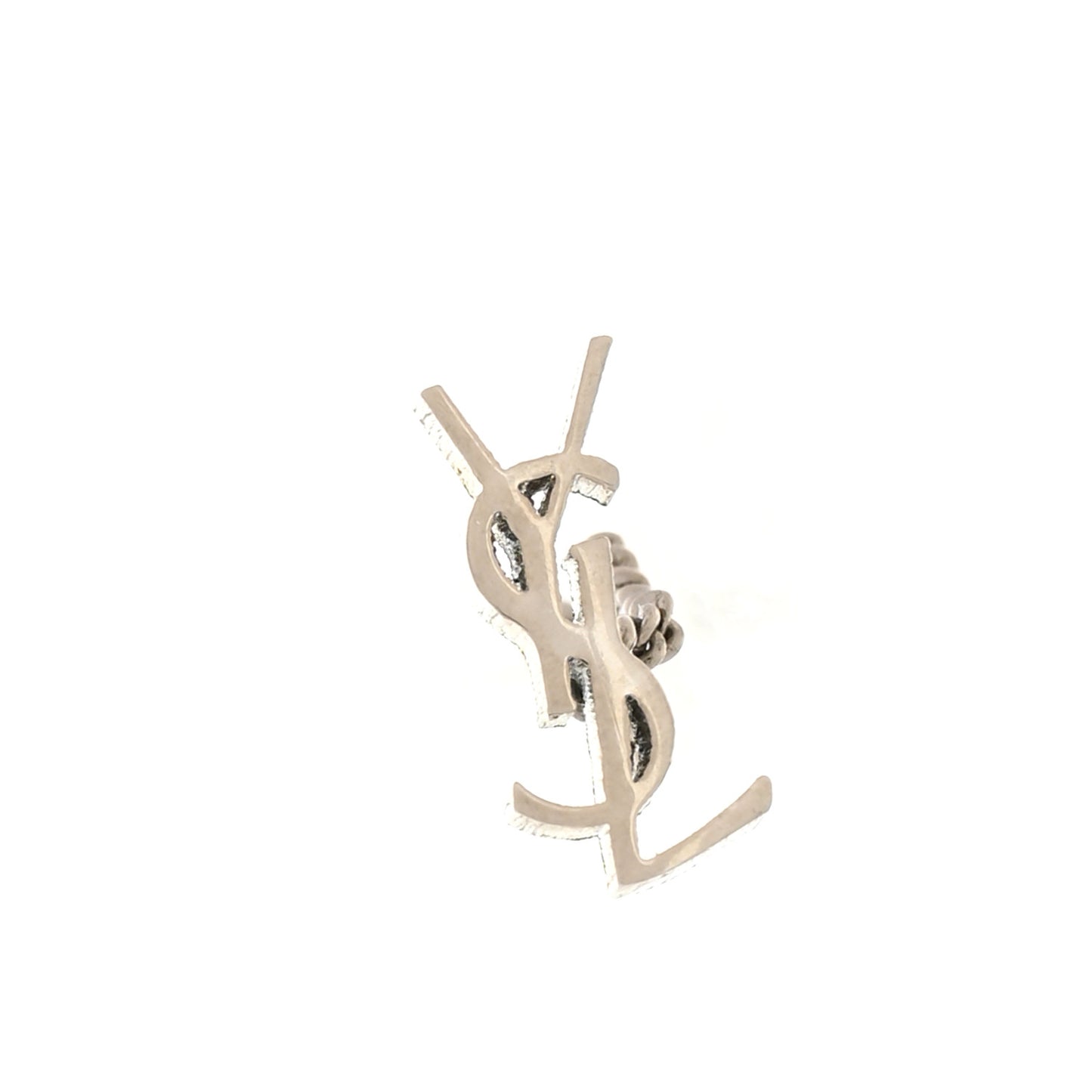 Metal Monogram Pendant Threader Earrings Silver