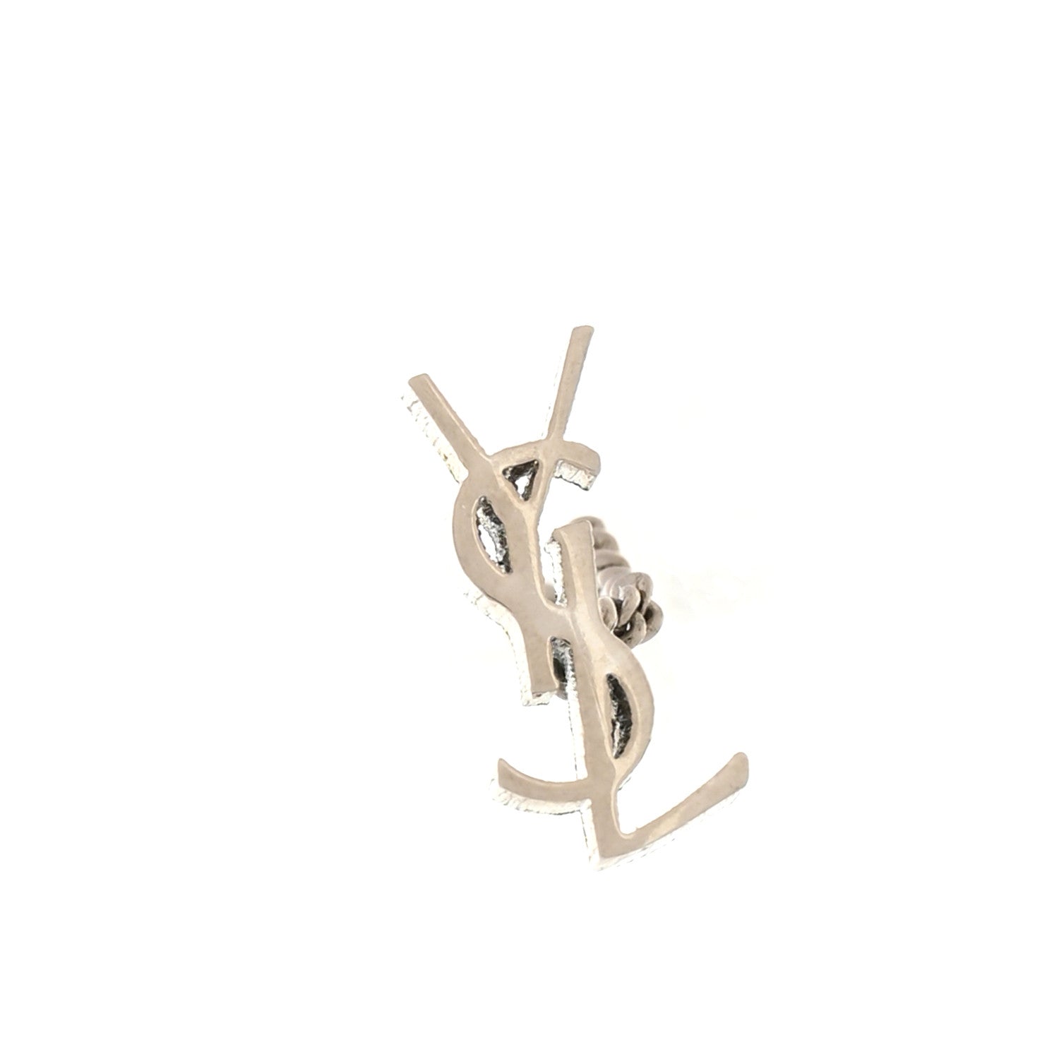 Saint Laurent Metal Monogram Pendant Threader Earrings Silver 4 of 5