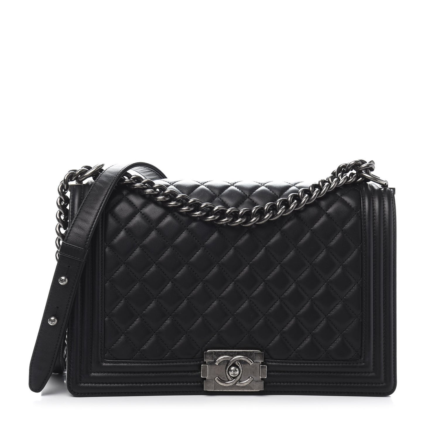 Lambskin Quilted New Medium Boy Flap Black