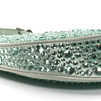 Prada Satin Crystal Cleo Adjustable Strap Shoulder Bag Acqua 9 of 11