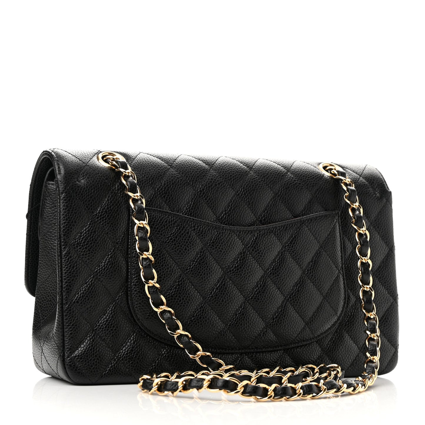 Caviar Quilted Medium Double Flap Black