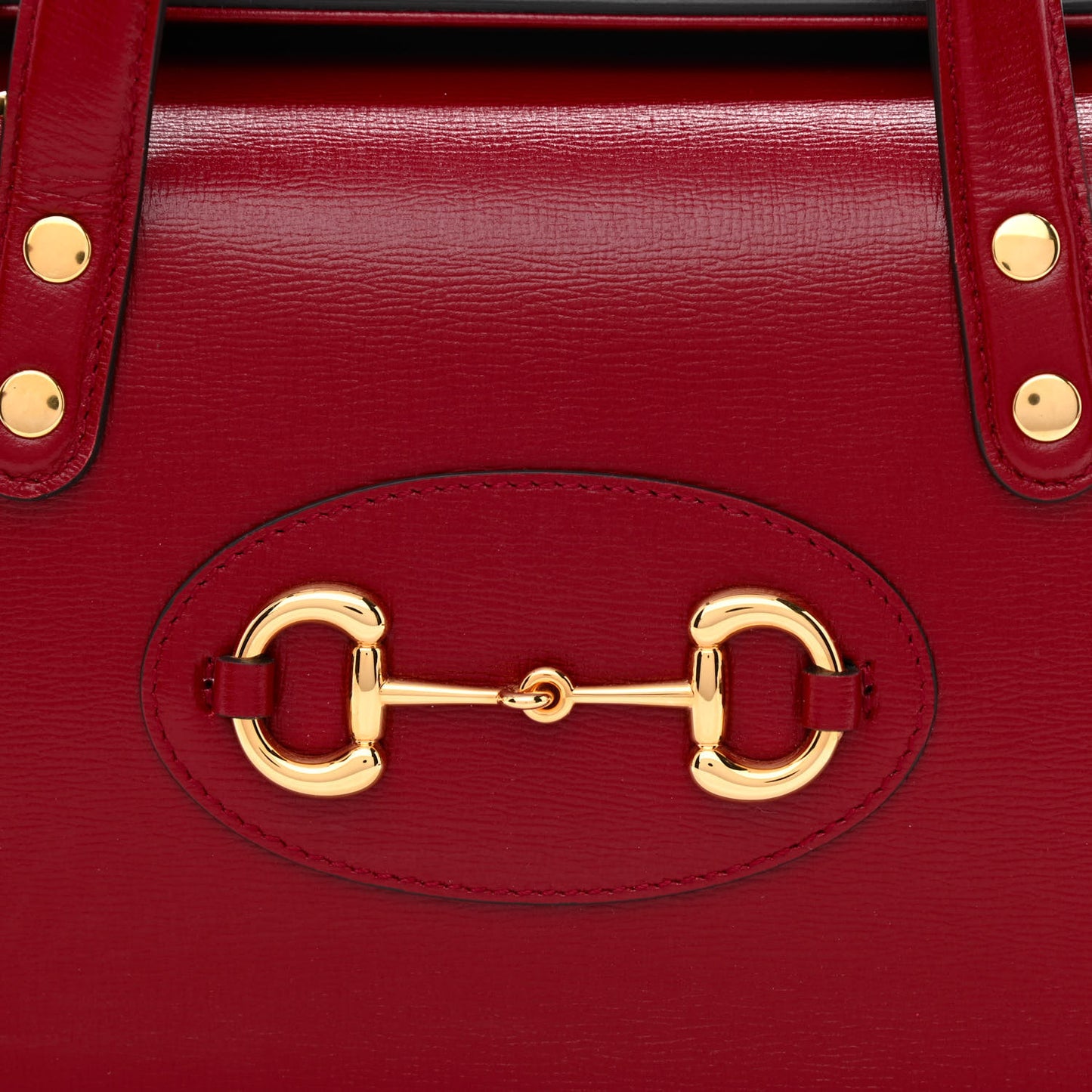 Textured Calfskin Mini Horsebit 1955 Foldover Top Handle Bag Red