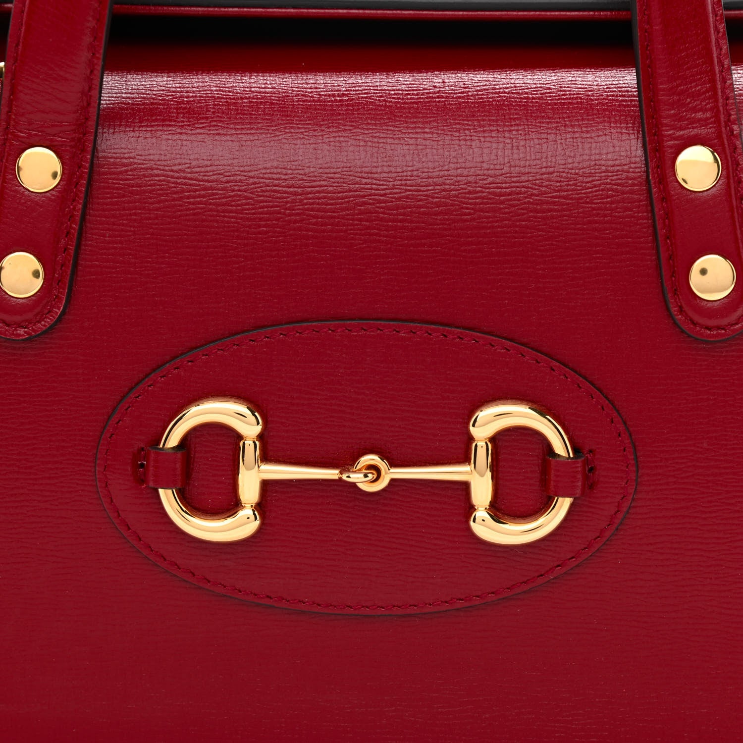 Gucci Textured Calfskin Mini Horsebit 1955 Foldover Top Handle Bag Red 8 of 10