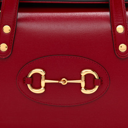 Gucci Textured Calfskin Mini Horsebit 1955 Foldover Top Handle Bag Red 8 of 10