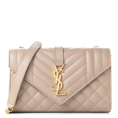 Saint Laurent Grain De Poudre Textured Mixed Matelasse Triquilt Small Monogram Satchel Nude Powder 1 of 10