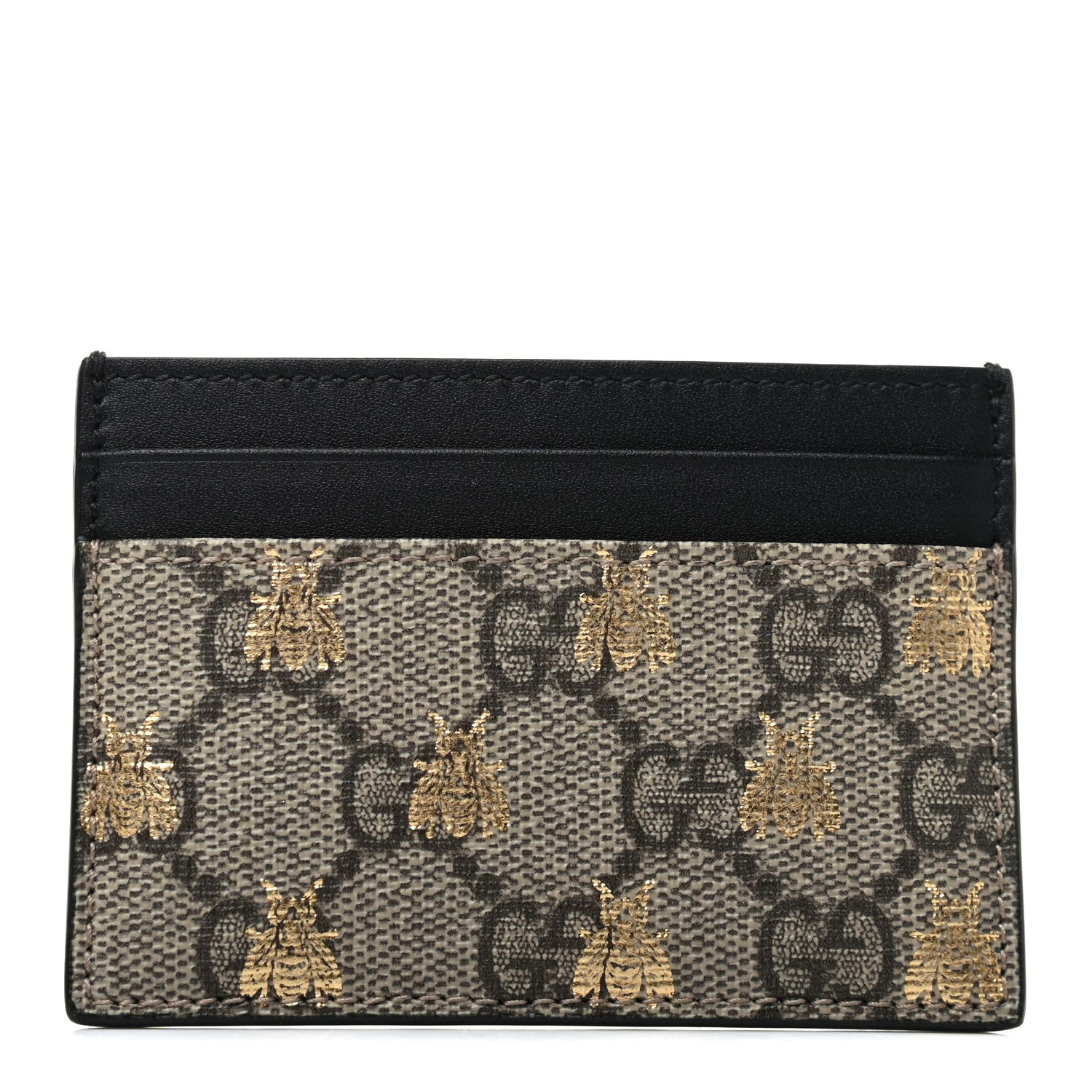 Gucci GG Supreme Monogram Bees Card Holder Black 1 of 7
