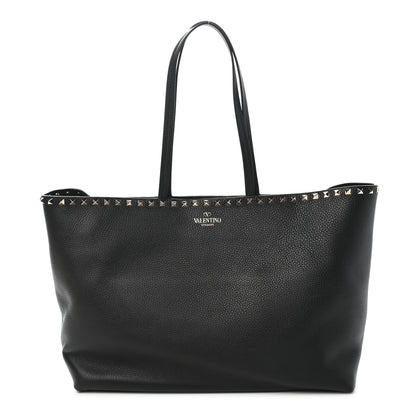 Valentino Garavani Grained Calfskin Rockstud Shoulder Tote Black 1 of 8
