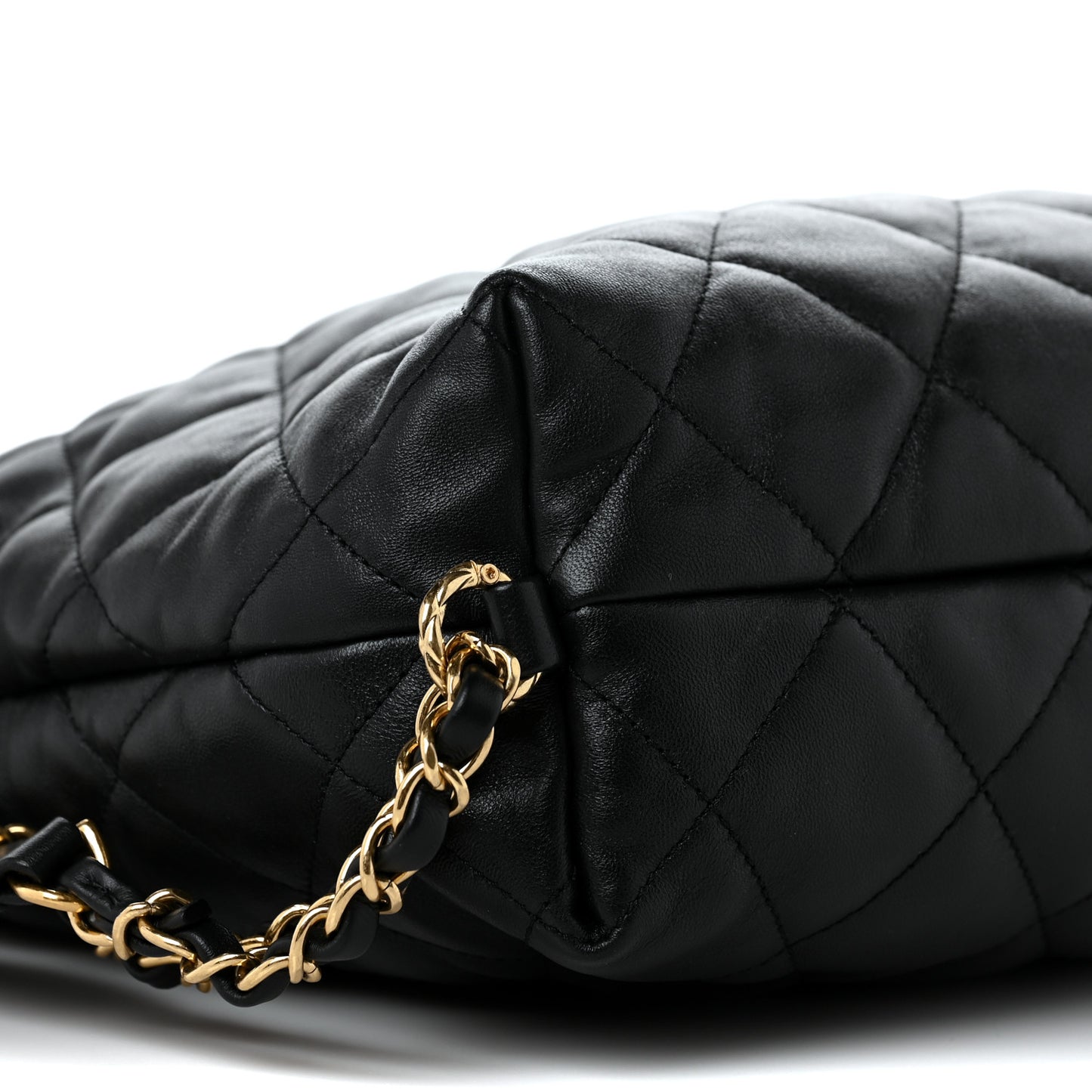 Lambskin Quilted Maxi Hobo Black