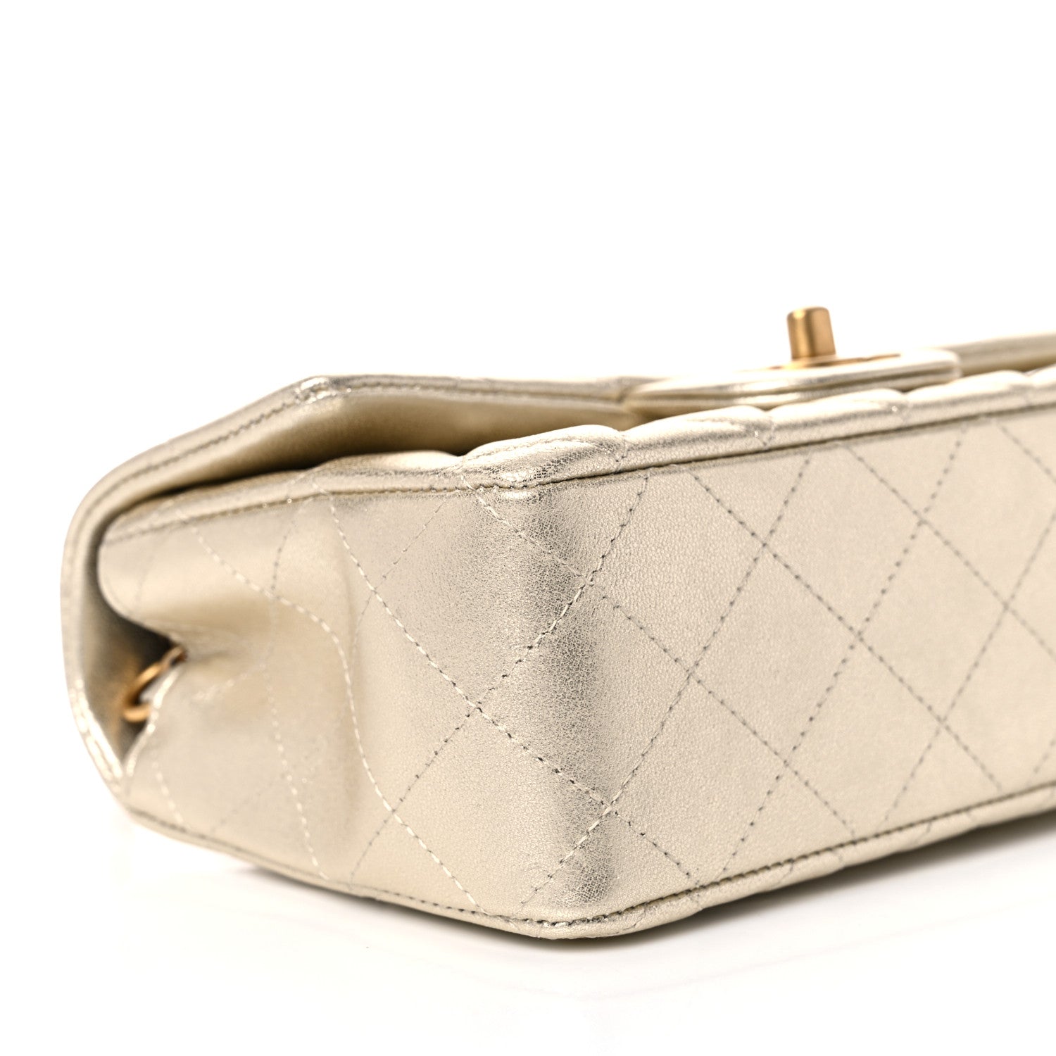 Chanel Metallic Lambskin Quilted Mini Rectangular Flap Gold 5 of 10