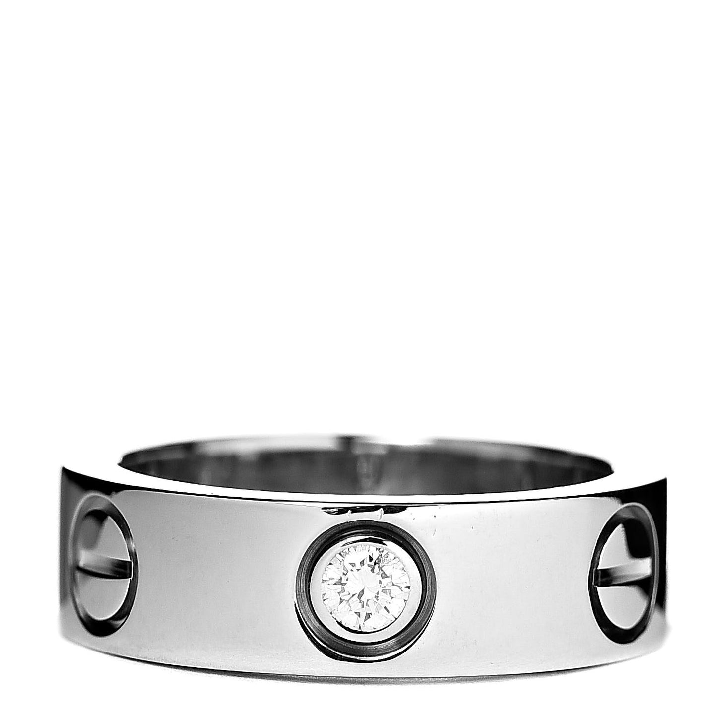 18K White Gold 3 Diamond 5.5mm LOVE Ring 47 4