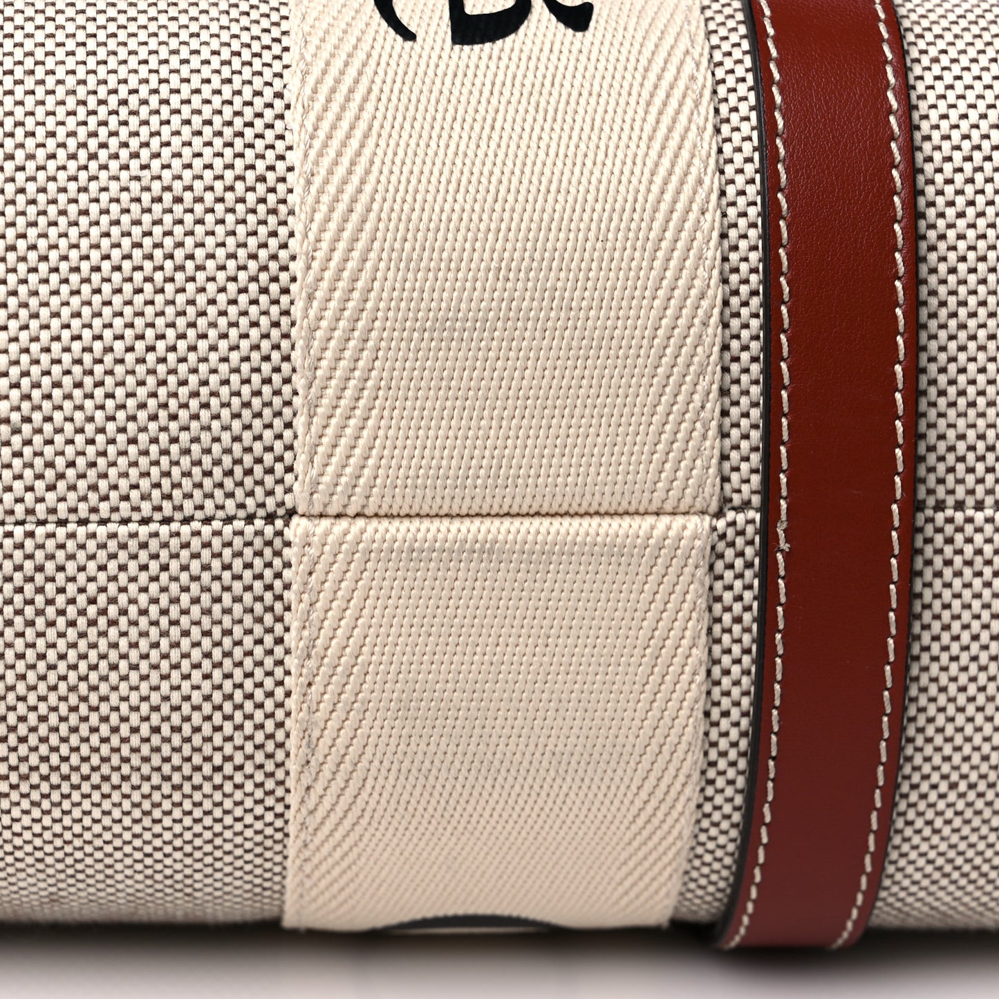 Cotton Calfskin Medium Woody Ribbon Tote White Brown