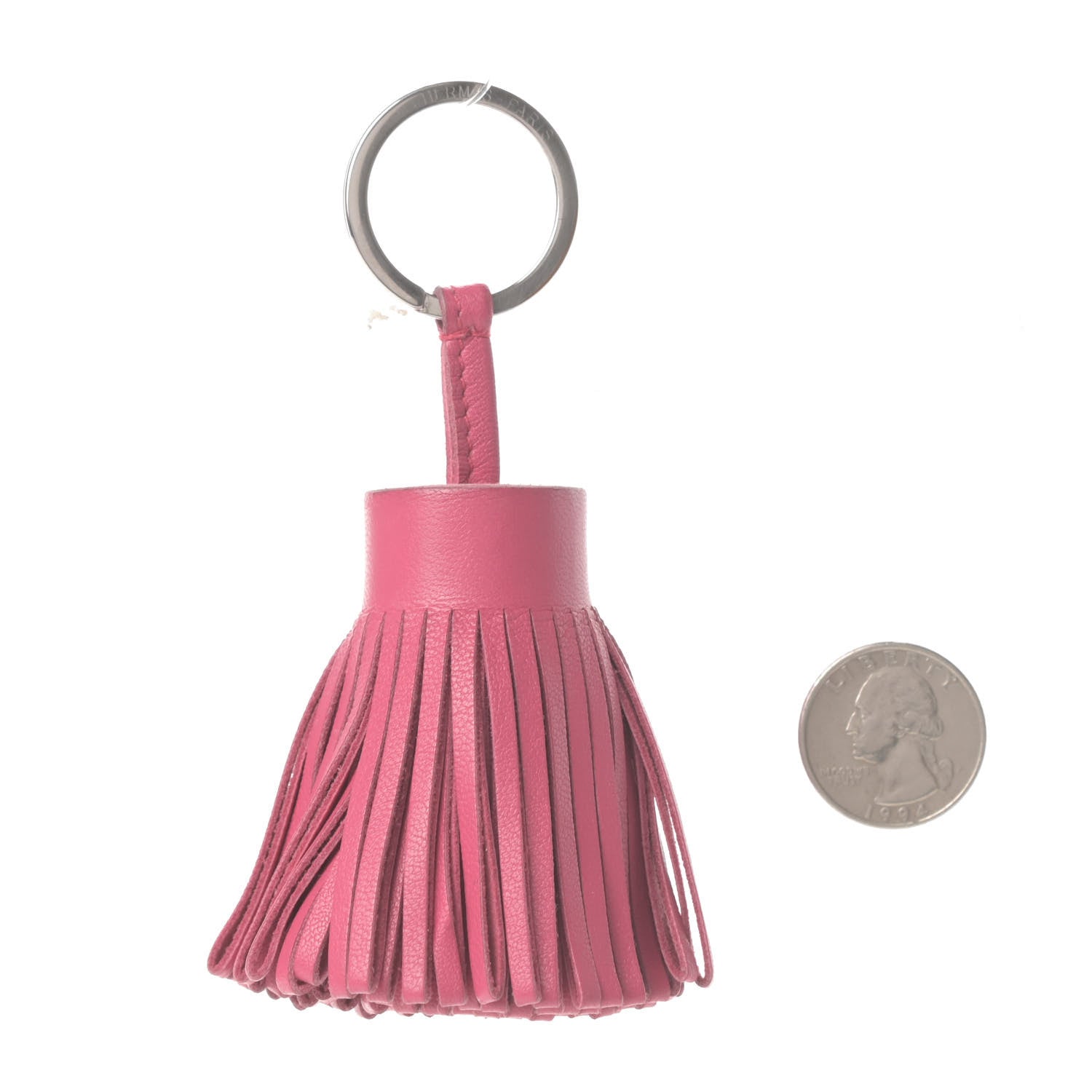 Hermes Lambskin Carmen Tassel Key Holder Rose Azalee 2 of 4