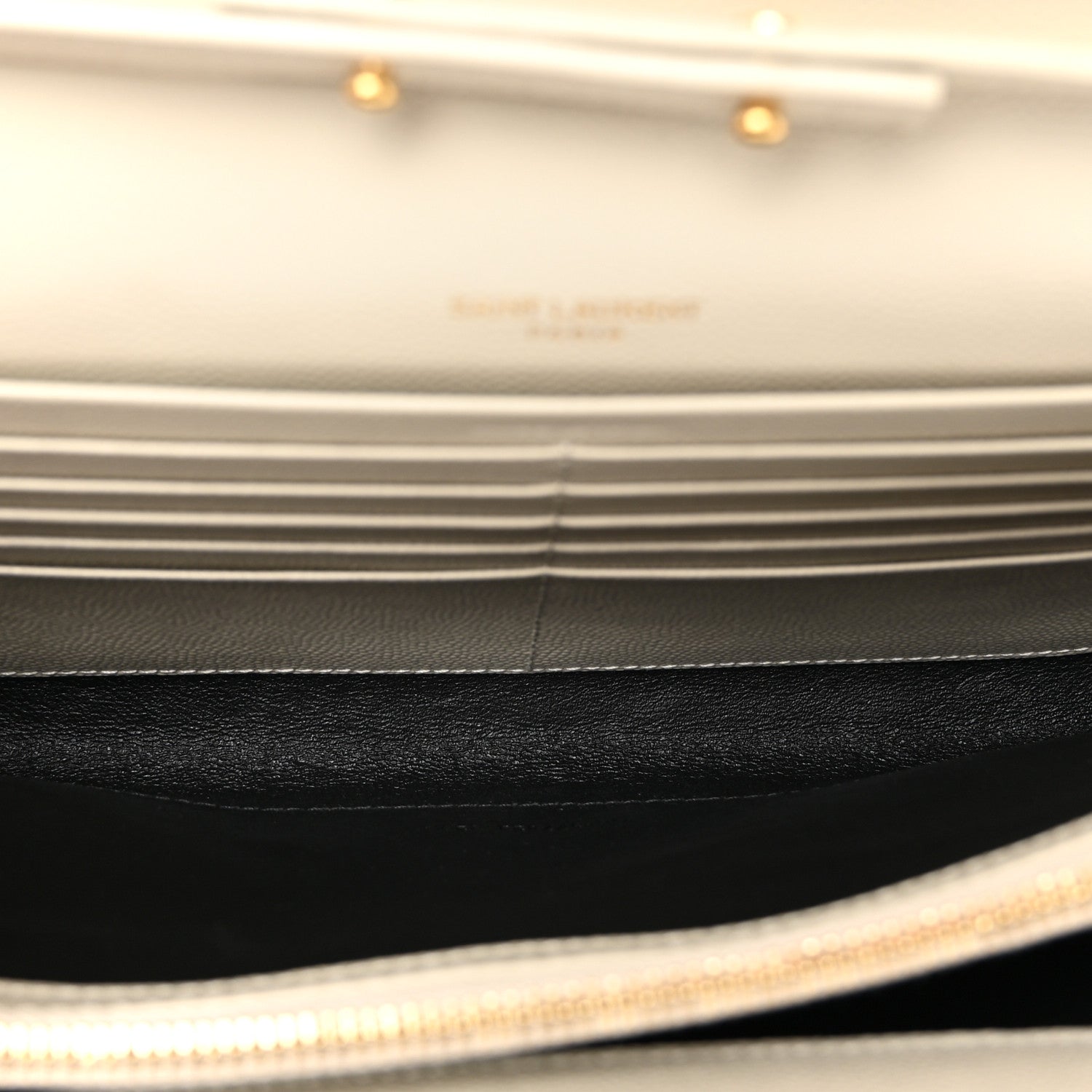 Saint Laurent Grain De Poudre Matelasse Chevron Monogram Chain Wallet Crema Soft 5 of 10
