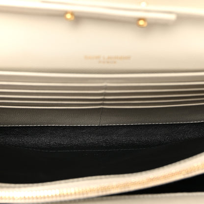 Saint Laurent Grain De Poudre Matelasse Chevron Monogram Chain Wallet Crema Soft 5 of 10