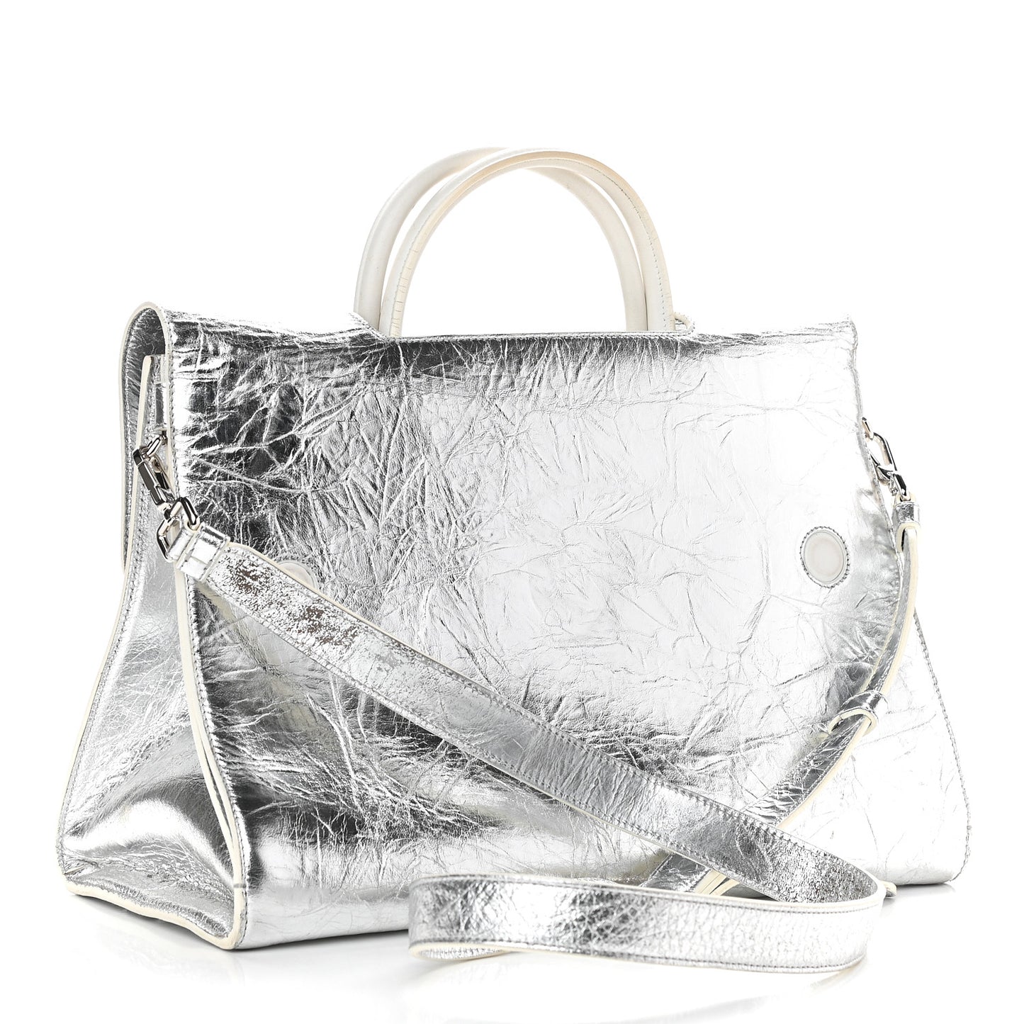 Metallic Calfskin Large Diorever Flap Silver