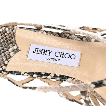 Jimmy Choo Calfskin Snake Print Sai Flat Sandals 38 Natural 7 of 7