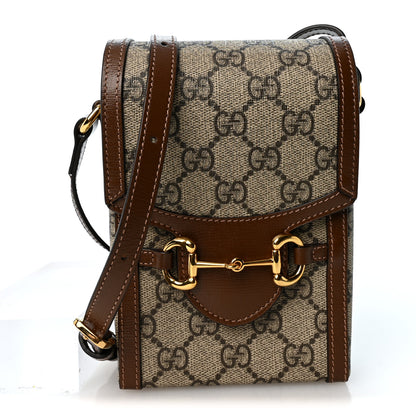 Gucci GG Supreme Monogram Mini Horsebit 1955 Crossbody Bag Beige Brown Sugar 1 of 11
