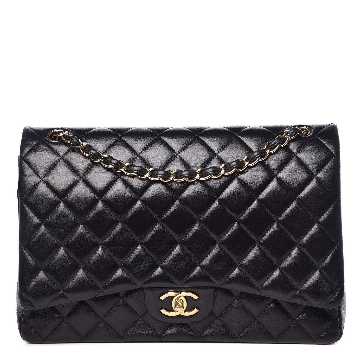 Chanel Lambskin Quilted Maxi Double Flap Black 1 of 15