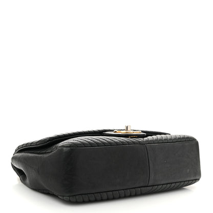 Chanel Calfskin Chevron Quilted Medium Surpique Flap Black 4 of 10