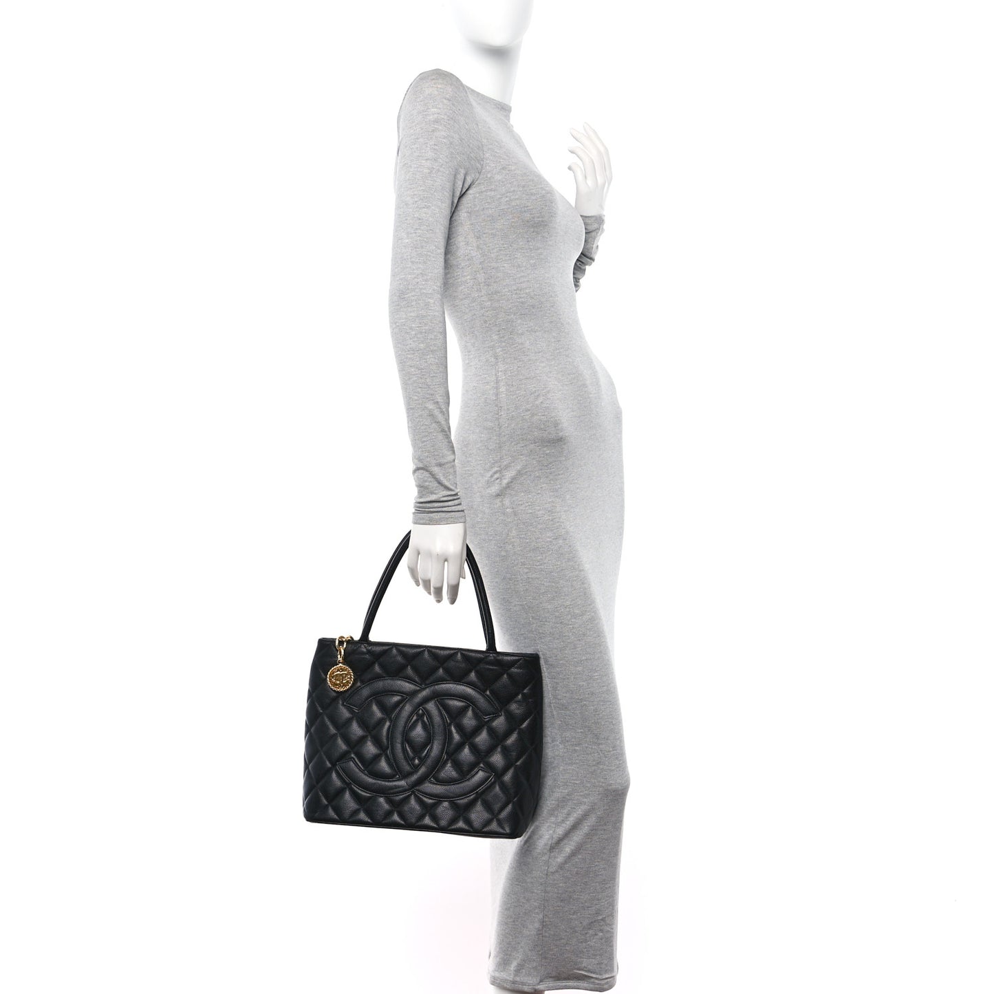 Caviar Quilted Medallion Tote Black
