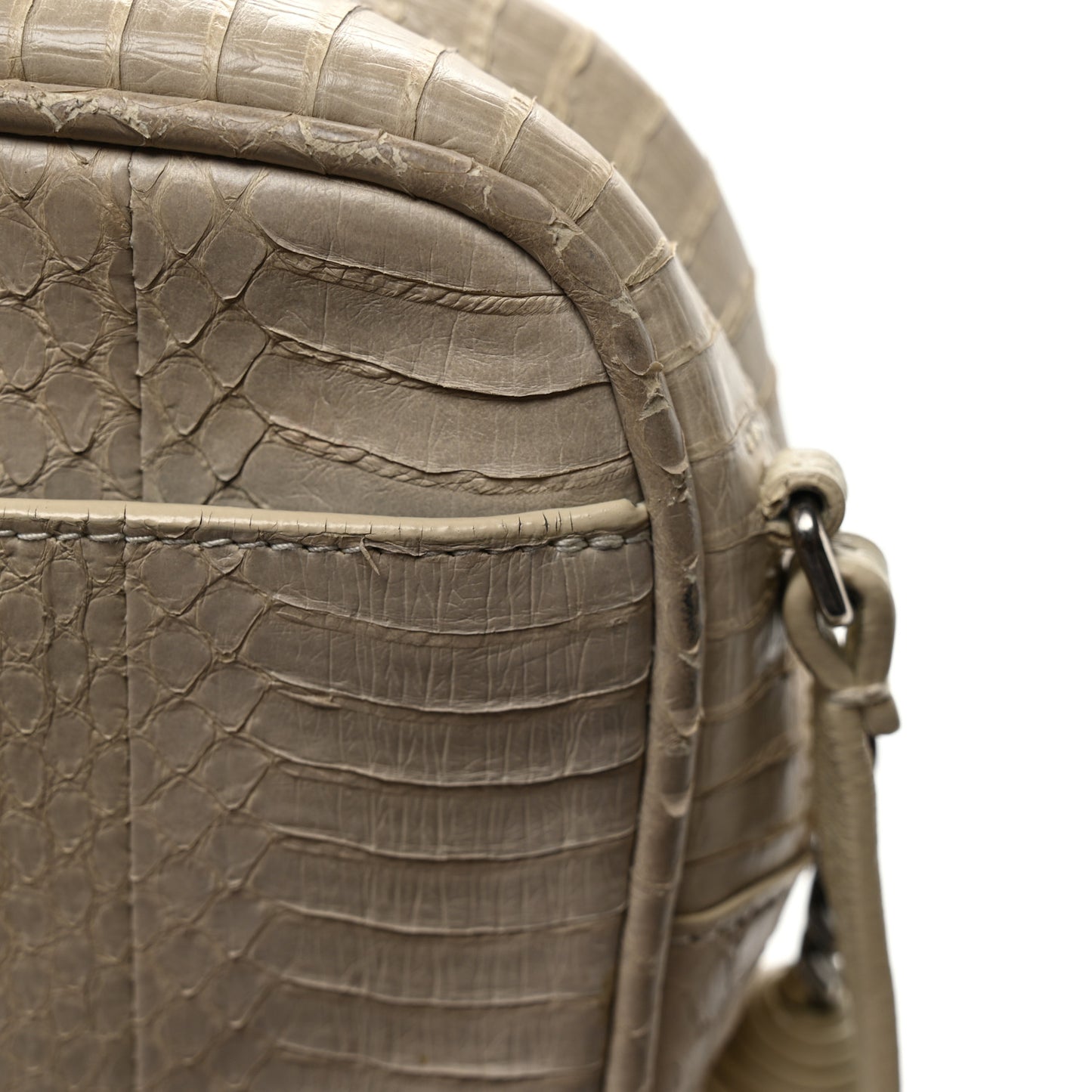 Snakeskin Monogram Blogger Bag Light Cream