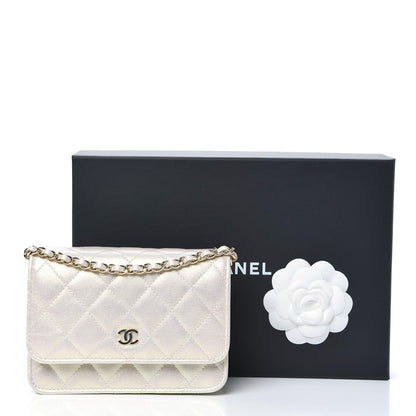 Chanel Iridescent Lambskin Quilted Mini Wallet On Chain WOC Ivory 11 of 11