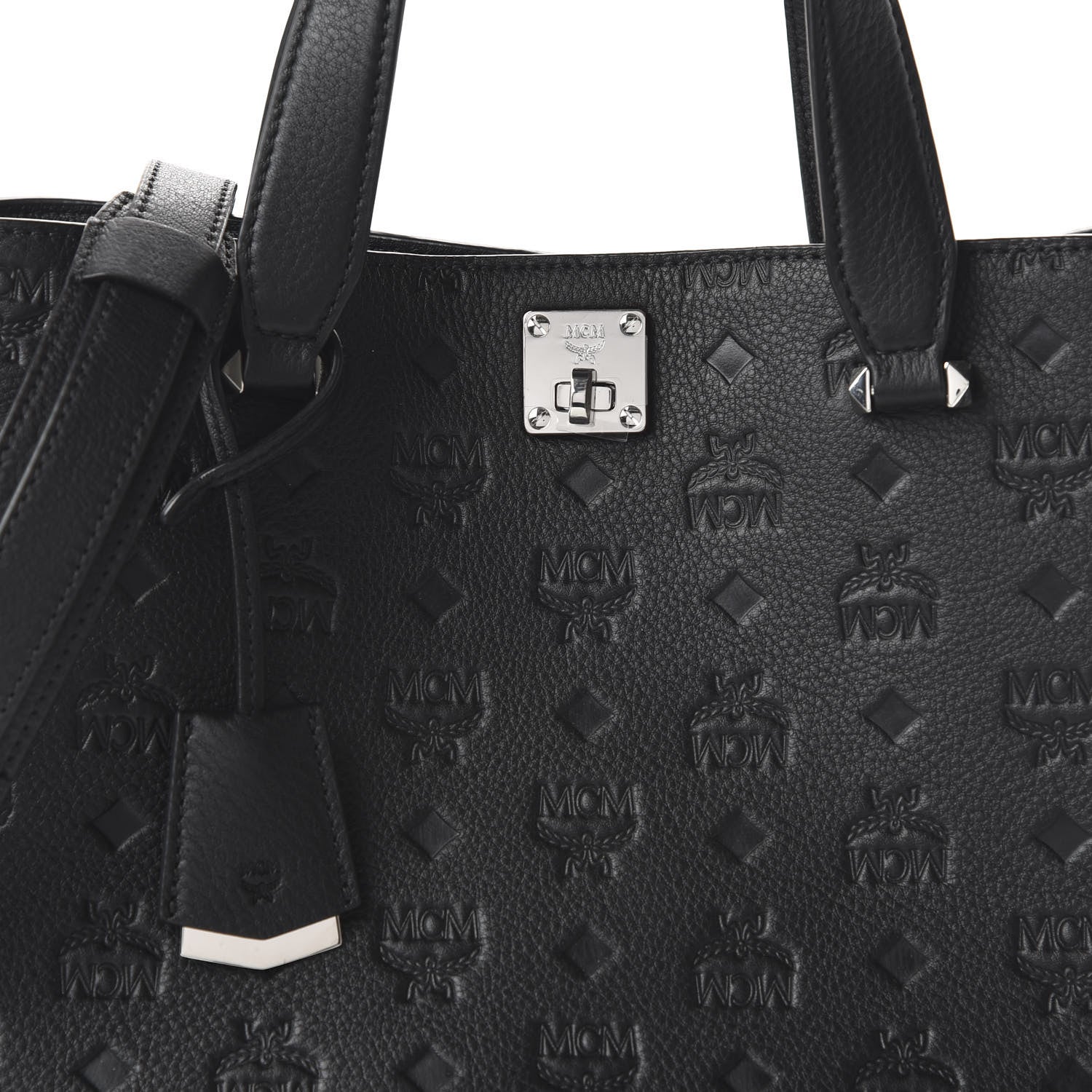 MCM Calfskin Ottomar Monogram Large Essential Tote Black 9 of 9