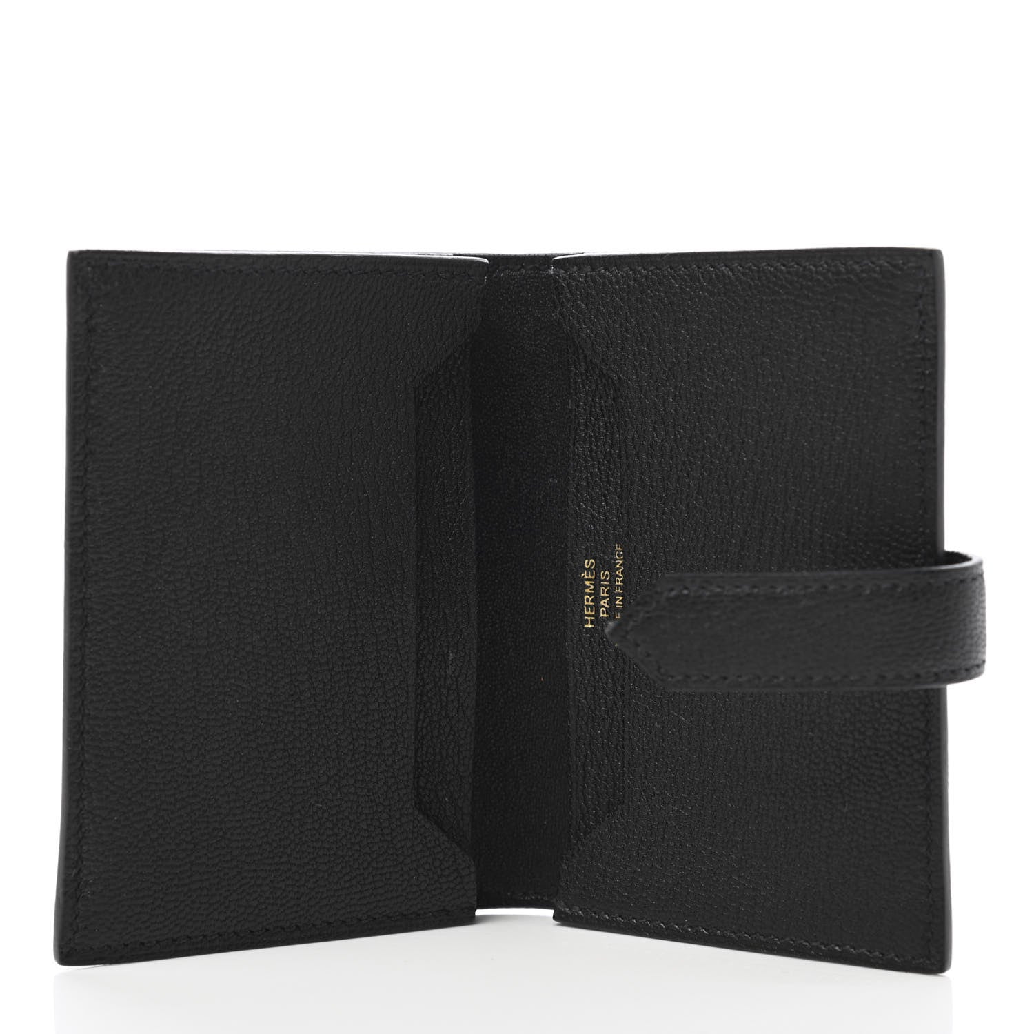 Hermes Chevre Mysore Bearn Card Holder Wallet Black 5 of 10