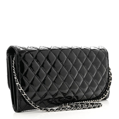 Chanel Patent Calfskin Quilted Flap Clutch With Chain Black 3 of 10