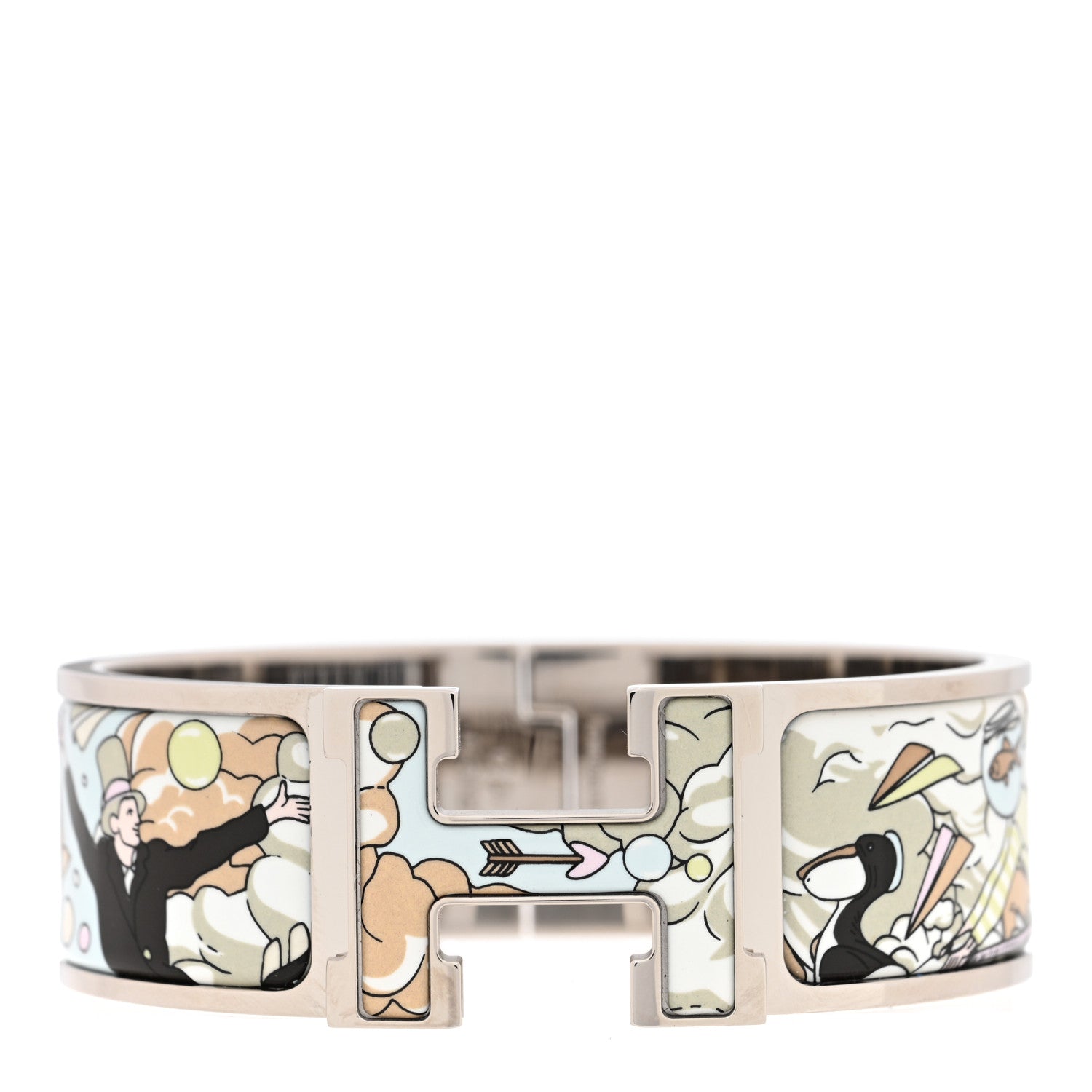 Hermes Enamel Wide Print Dans Les Nuages Clic Clac H Bracelet Songe Pastel 1 of 5