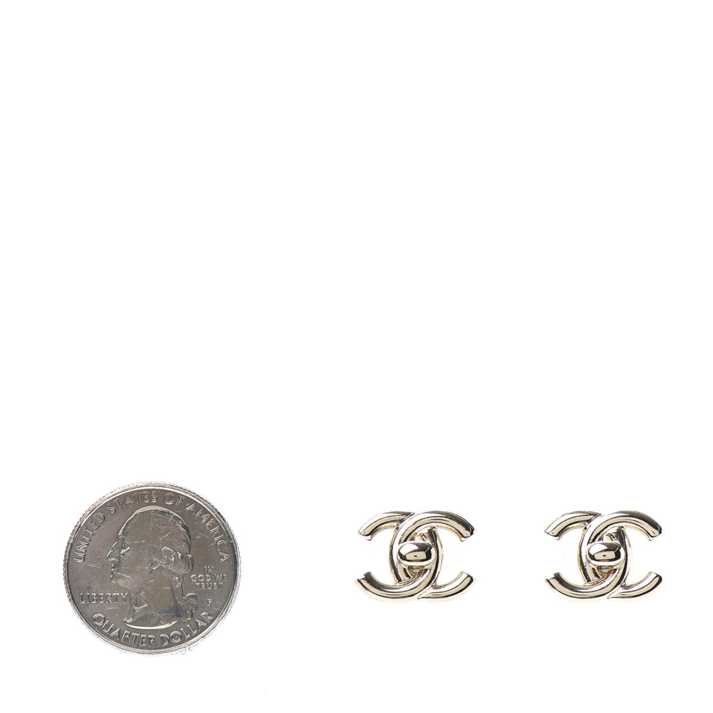 Metal CC Turnlock Earrings Gold
