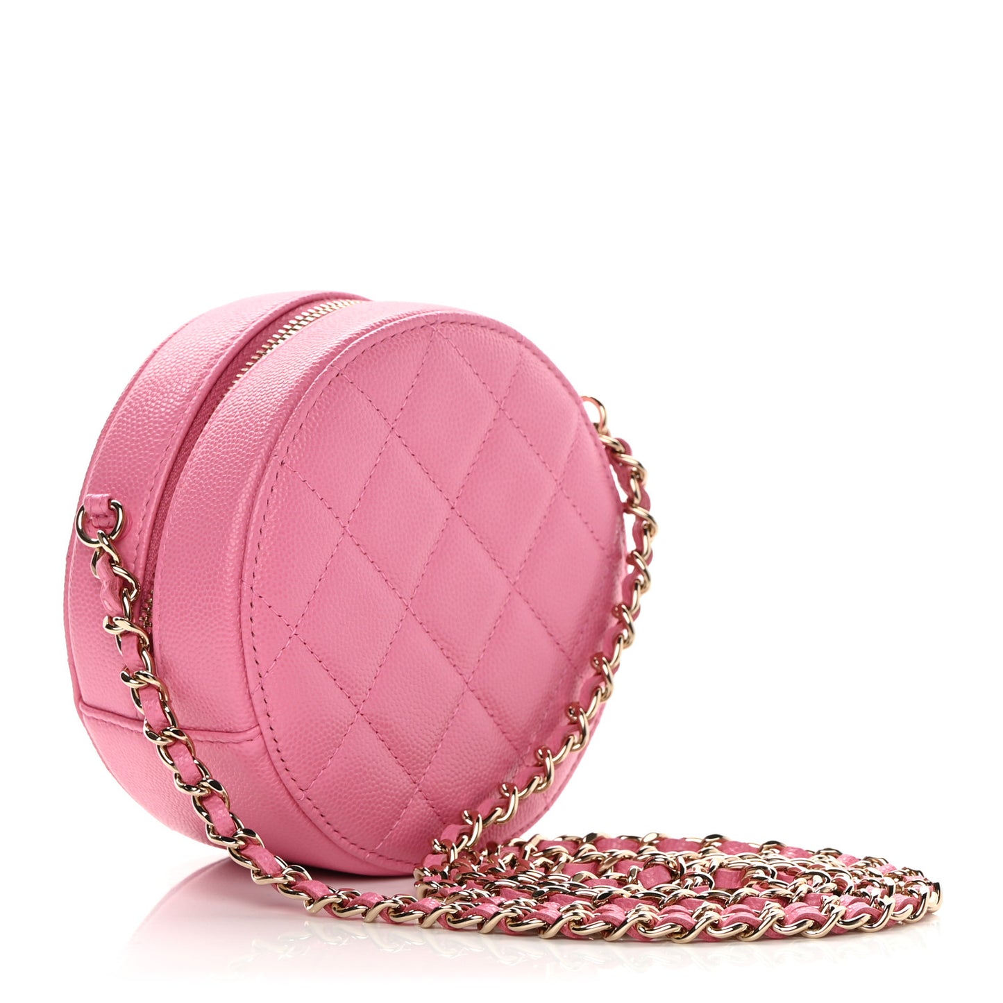 Caviar Quilted Gripoix CC Round Clutch With Chain Pink