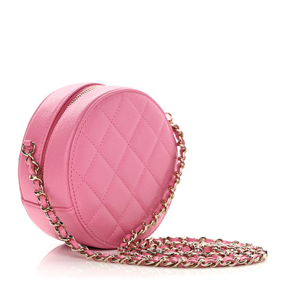 Chanel Caviar Quilted Gripoix CC Round Clutch With Chain Pink 3 of 12