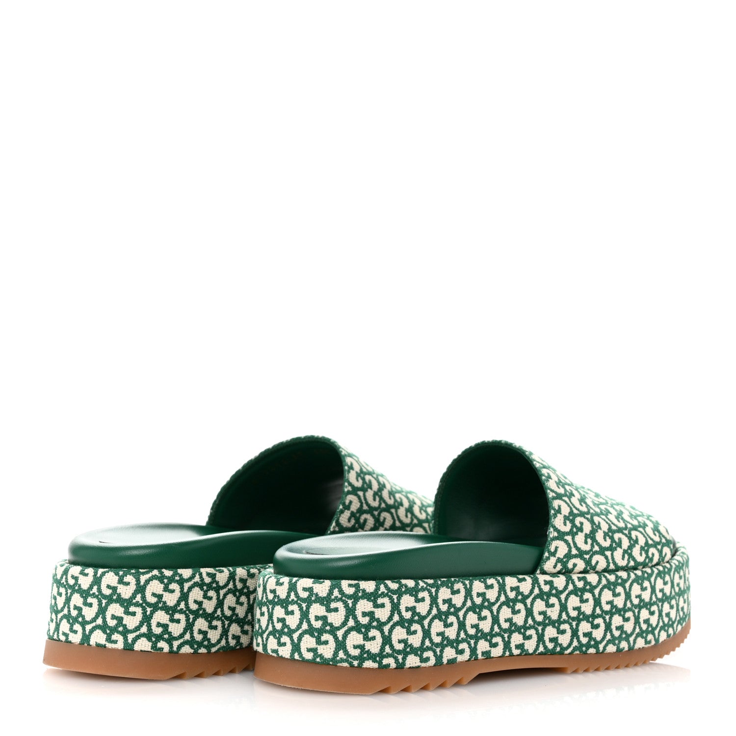 Gucci Jacquard GG Monogram Angelina Platform 55mm Slide Sandals 37 New Shamarock 5 of 9