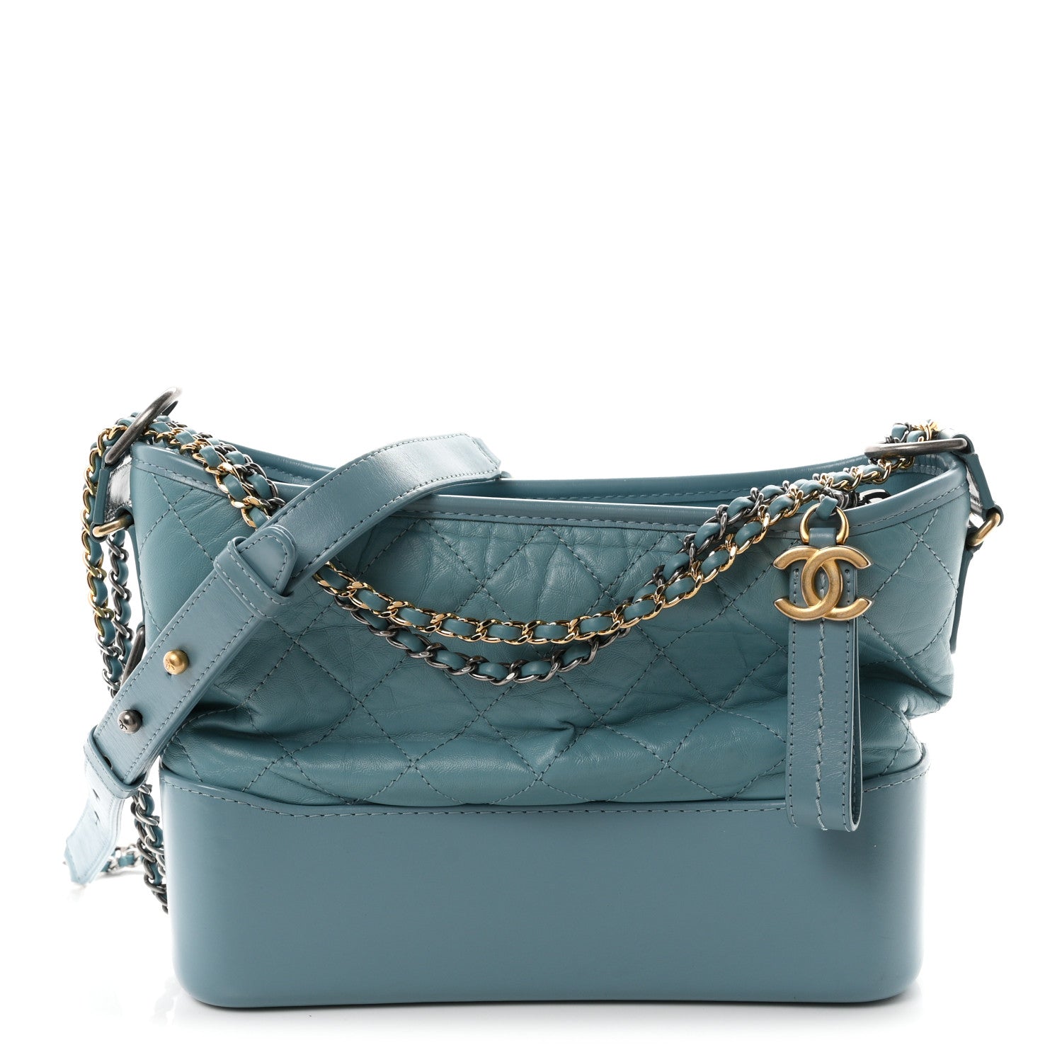 Chanel Aged Calfskin Quilted Medium Gabrielle Hobo Light Blue 1 of 9