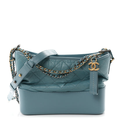 Chanel Aged Calfskin Quilted Medium Gabrielle Hobo Light Blue 1 of 9