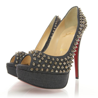 Christian Louboutin Fabric Lady Peep Spikes 150 Pumps 36 2 of 6